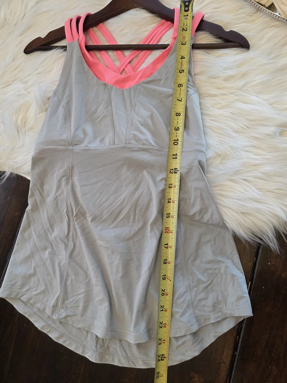 Lululemon Grey Beat The Heat Tank Top With Pink Strappy Built In Sports Bra